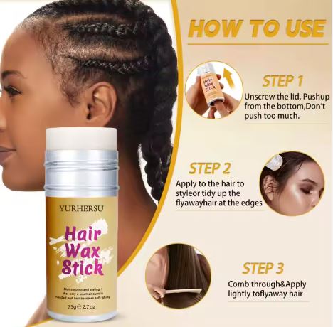 Stick de Cire Capillaire – Lissage & Contrôle des Frisottis
