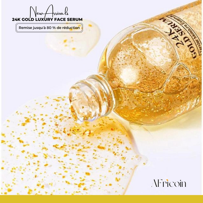 Sérum Visage de Luxe 24K Or | Flocons d'Or Réels | Éclat de la Peau & Anti-Âge