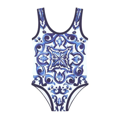 Vintage Print One Piece Brazilian Swimsuit Set