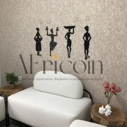 OFFRE d'été : 4 Tableau statuettes des femmes africaines, apportera à votre intérieur un brin de culture de tribu africaine