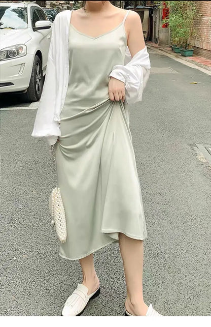Elegant Dresses Strap Satin