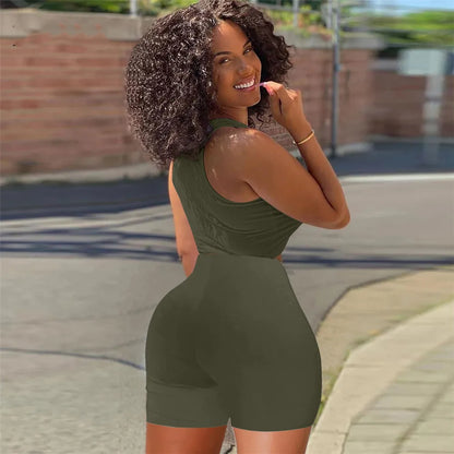 Sleeveless High Waist Tracksuits Women Matching Sets 2 Piece Tight Set Sexy Short Tank Tops And Shorts Summer