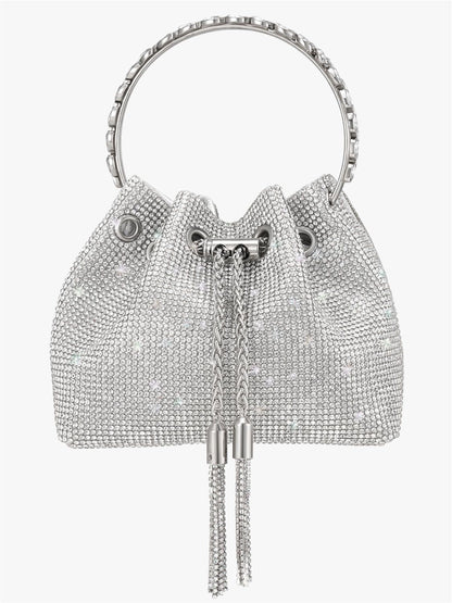 Luxury Bucket Clutch Purse Crystal Rhinestone Shoulder Bag