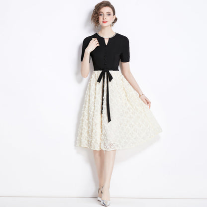 Flower Rhinestone Large Swing Dress Female