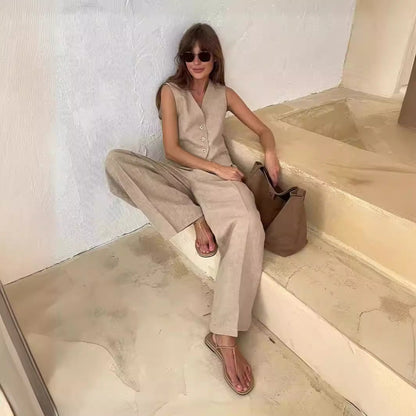 Sleeveless Vest Hip-hugger Suit