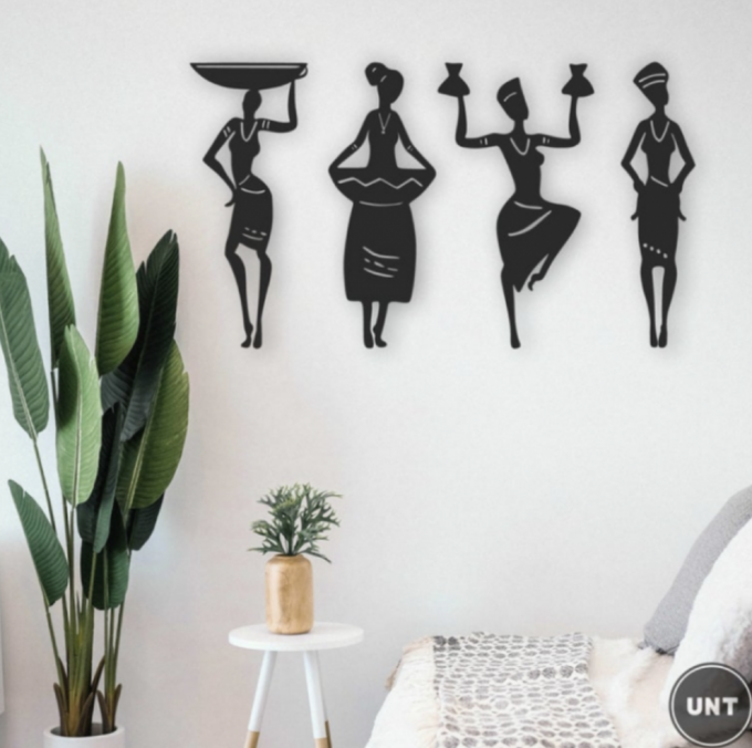 OFFRE d'été : 4 Tableau statuettes des femmes africaines, apportera à votre intérieur un brin de culture de tribu africaine