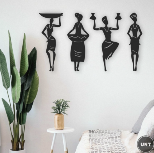 OFFRE d'été : 4 Tableau statuettes des femmes africaines, apportera à votre intérieur un brin de culture de tribu africaine