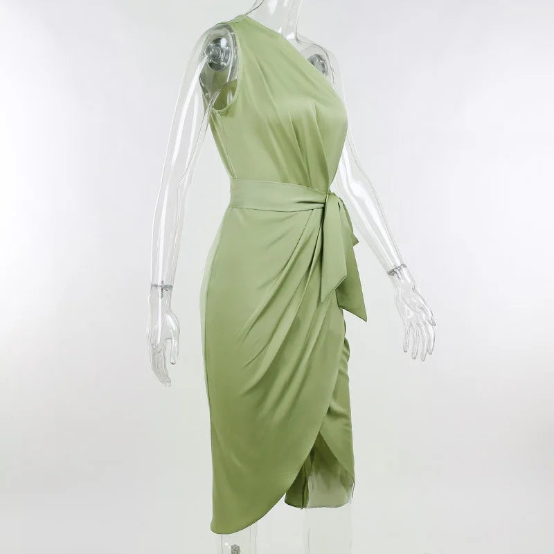 Women Mid-Length Skirt Elegant  Satin