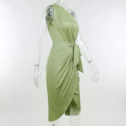 Women Mid-Length Skirt Elegant  Satin