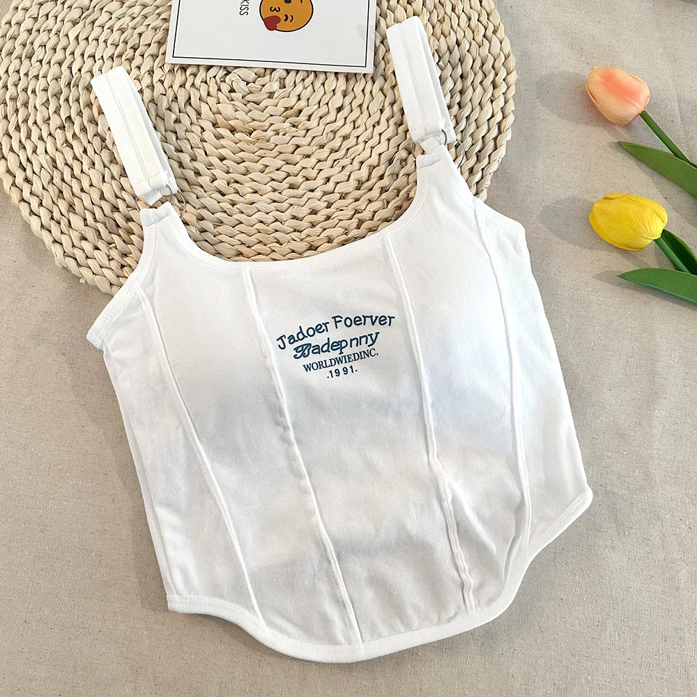 Letter Printing Crop Tops Women Summer Tops