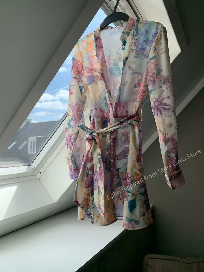 MULTICOLORED FLORAL PRINT WOMEN  summer DRESS