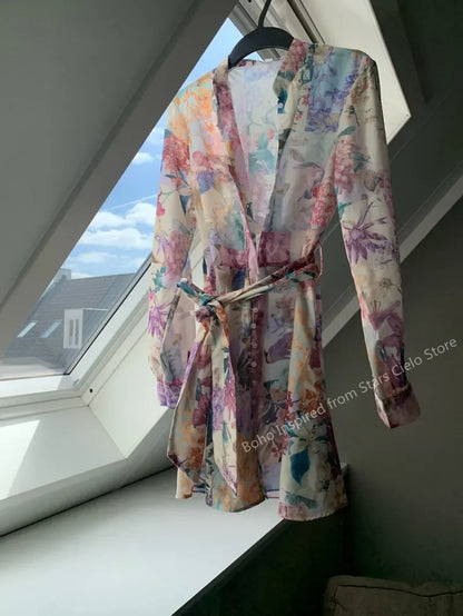 MULTICOLORED FLORAL PRINT WOMEN  summer DRESS