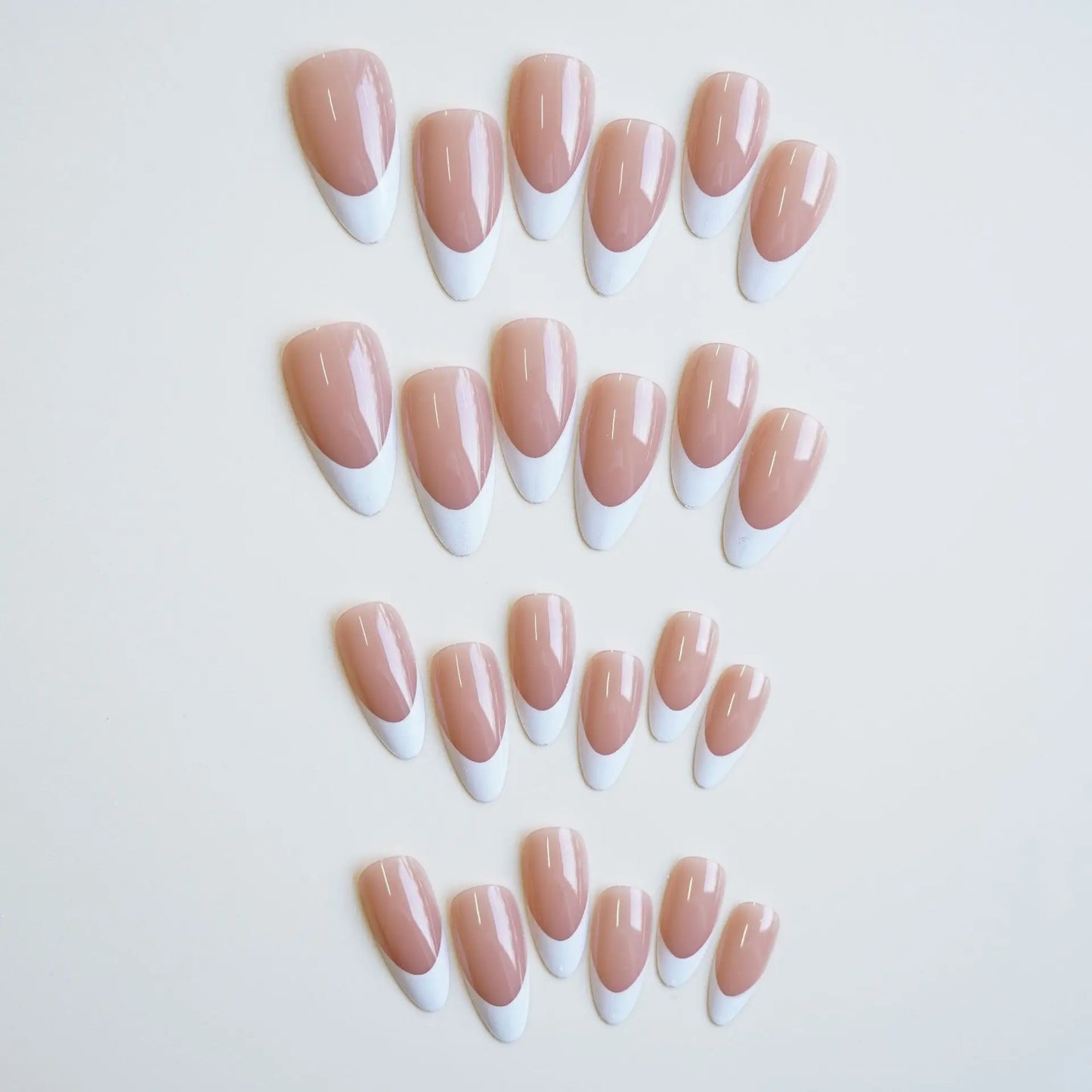 24PCS/1 BOX  White Almond French Nails