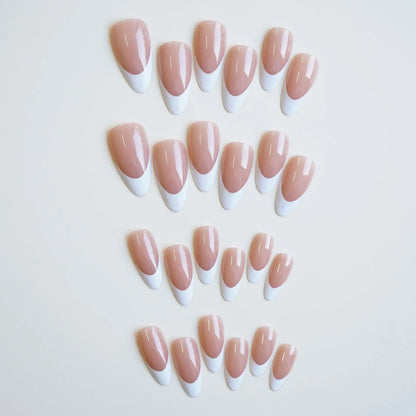 24PCS/1 BOX  White Almond French Nails
