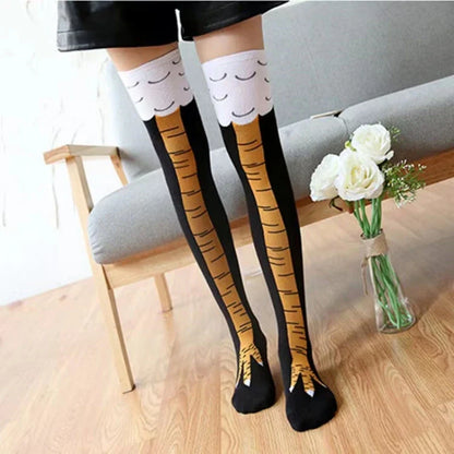 FUNNY Women Socks With Knee Length Chicken Feet