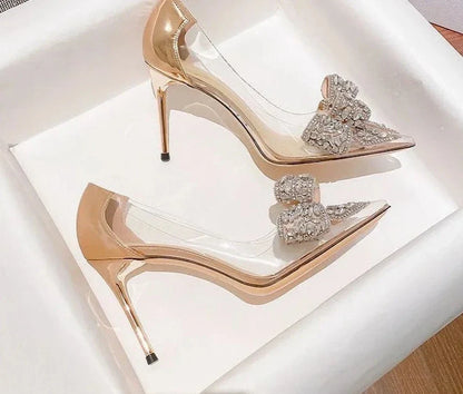 Rhinestone Butterfl-knot Pointed High Heels Spring