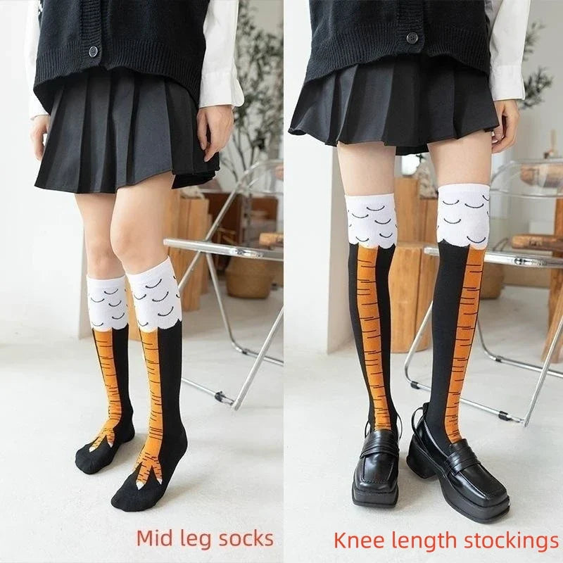 FUNNY Women Socks With Knee Length Chicken Feet