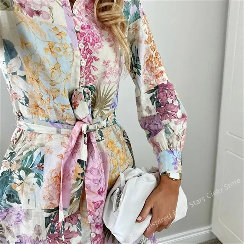 MULTICOLORED FLORAL PRINT WOMEN  summer DRESS