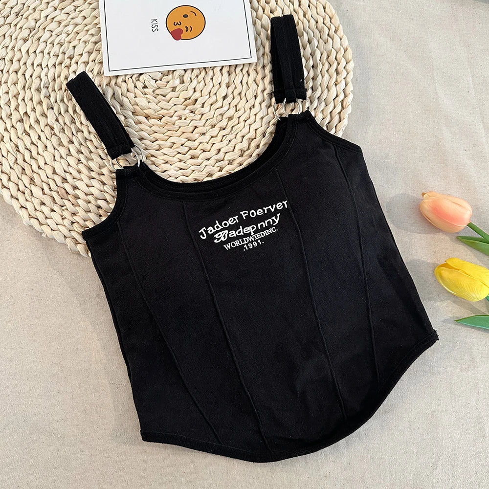 Letter Printing Crop Tops Women Summer Tops