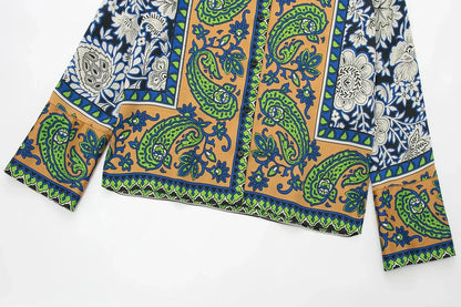 Summer Vintage Green Floral Women Suits