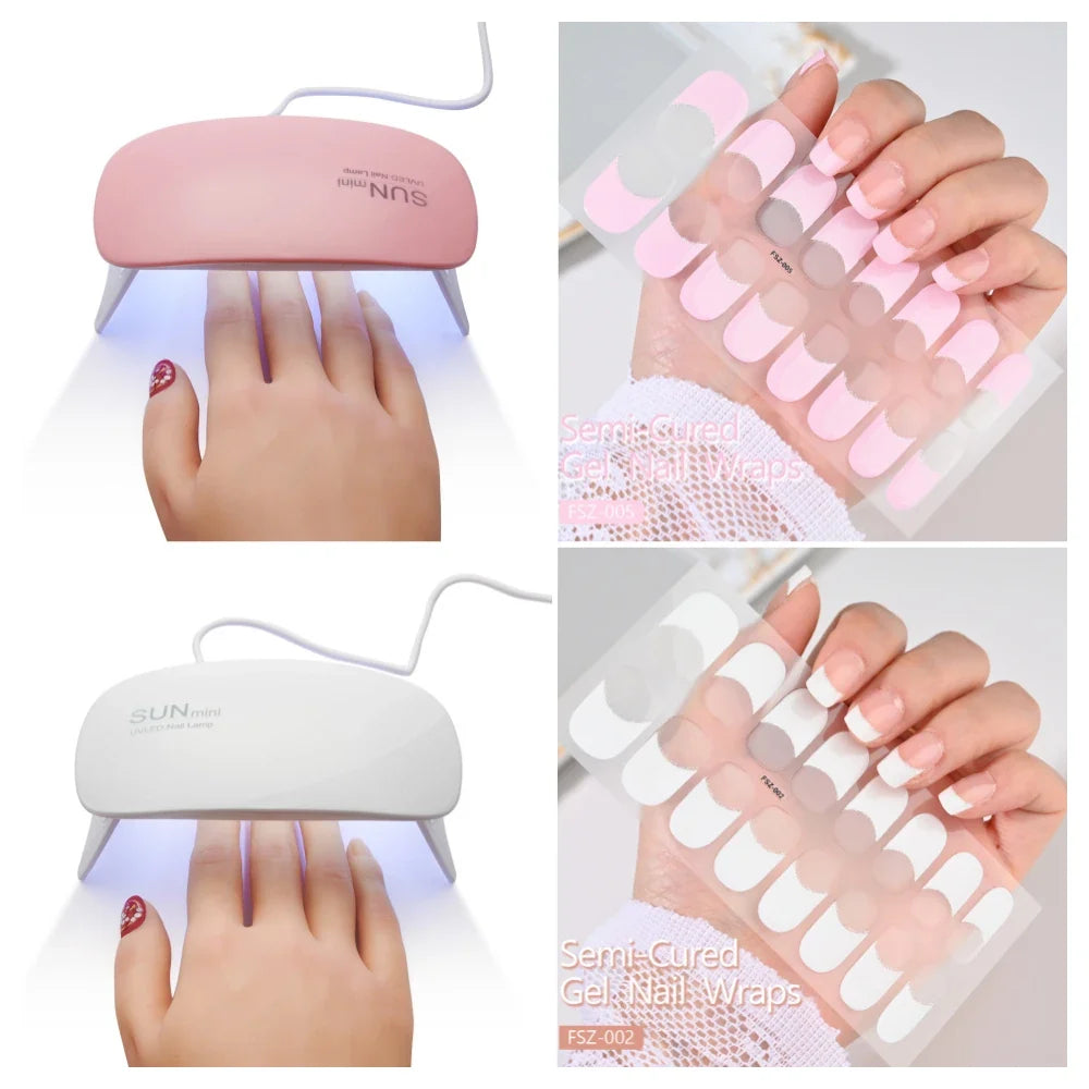 French UV Semi-Cured Gel Nail Wraps Sticker