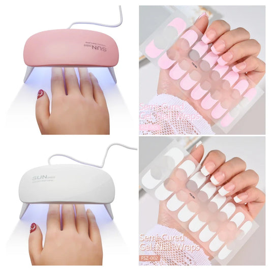French UV Semi-Cured Gel Nail Wraps Sticker