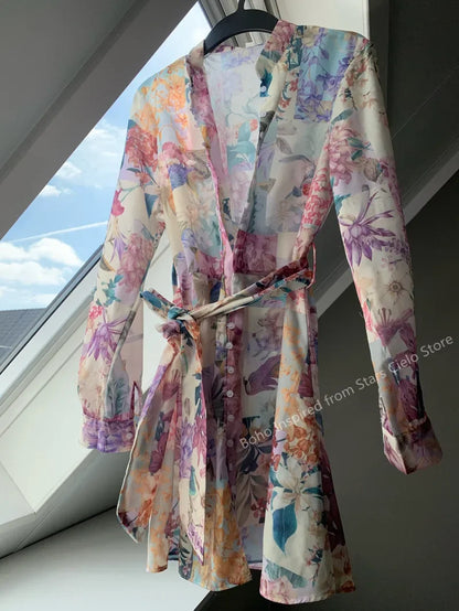 MULTICOLORED FLORAL PRINT WOMEN  summer DRESS