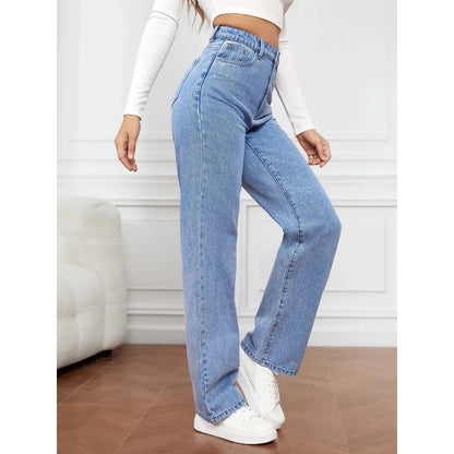 Straight-Leg Denim Trousers Straight Jeans