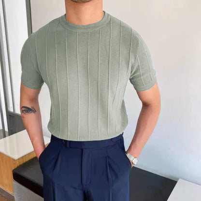 Men Knited Short Sleeve T-shirts