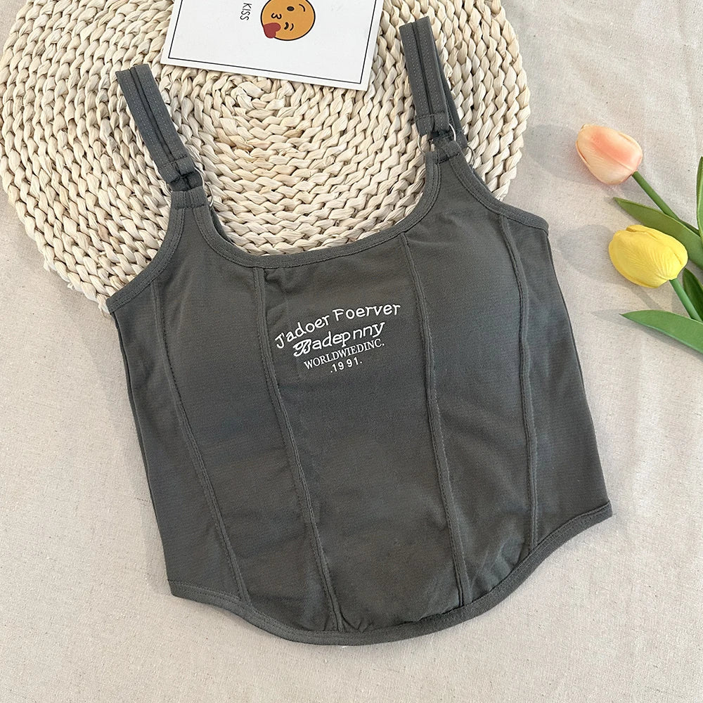 Letter Printing Crop Tops Women Summer Tops