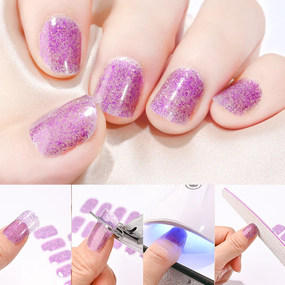 French UV Semi-Cured Gel Nail Wraps Sticker