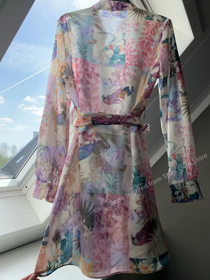 MULTICOLORED FLORAL PRINT WOMEN  summer DRESS