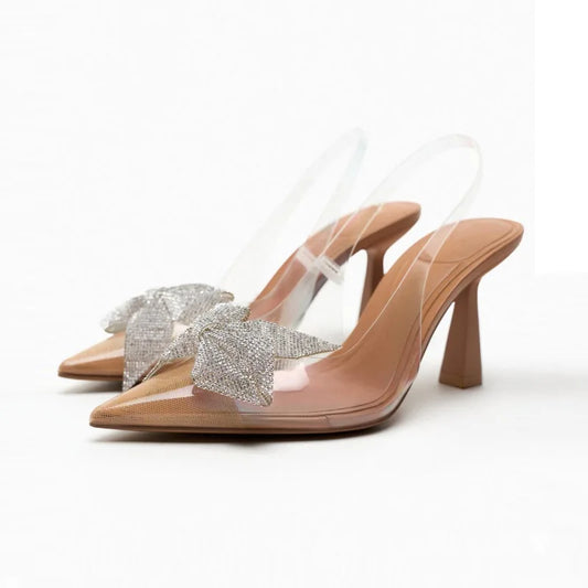 Women's Pointed Slingback Transparent High-heel