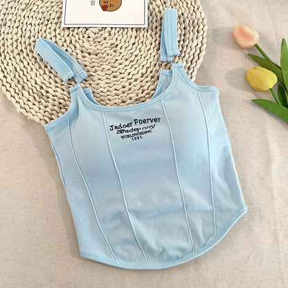 Letter Printing Crop Tops Women Summer Tops