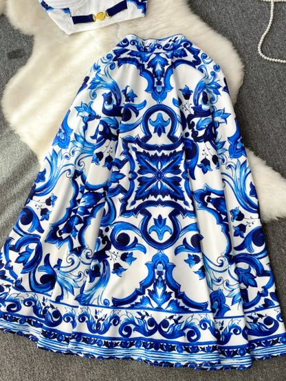 Summer Skirt Set Floral Print Womens Outifits