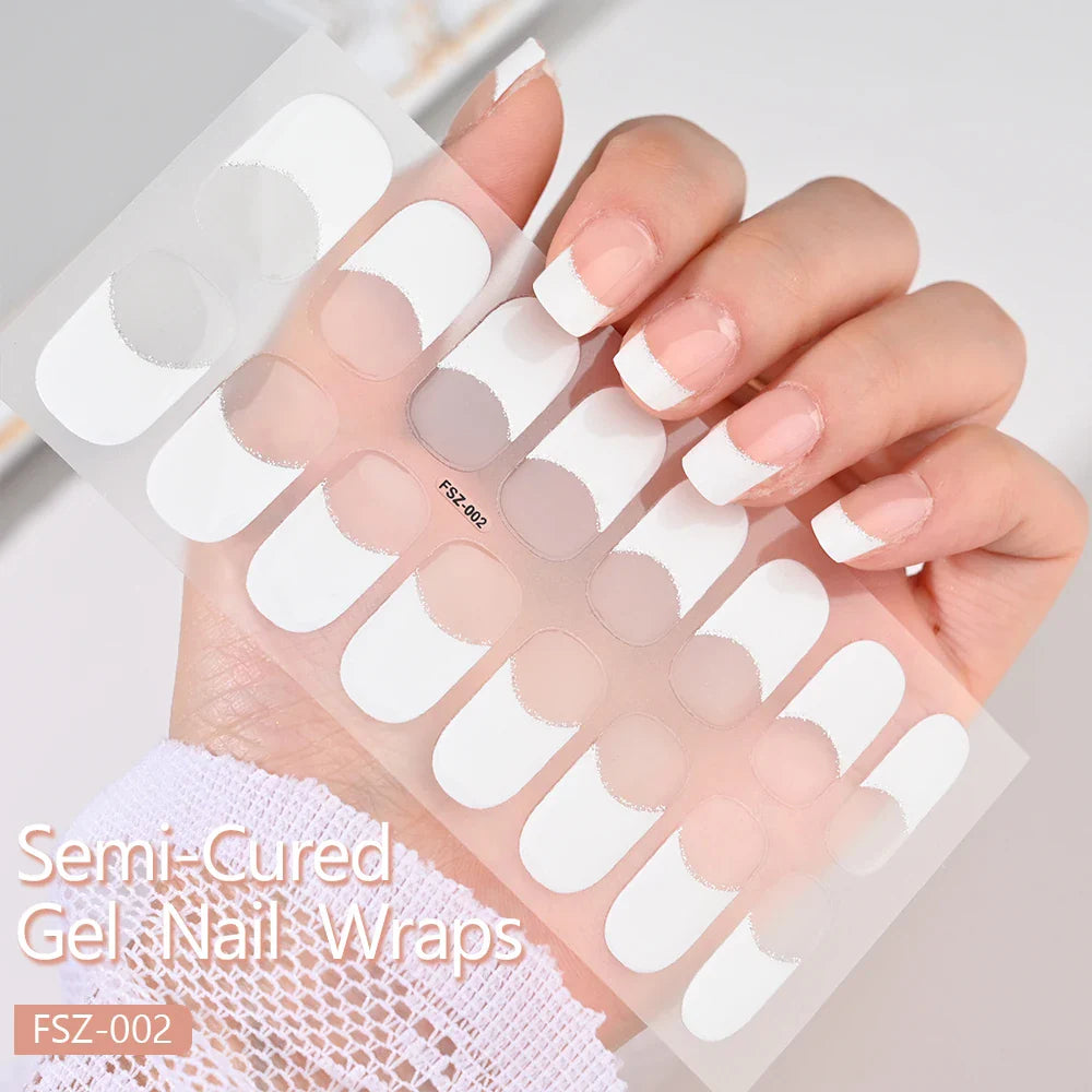 French UV Semi-Cured Gel Nail Wraps Sticker