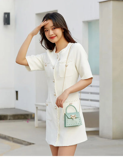 New Fashion Simple Solid Rivet Handheld PVS Mini Jelly Bag Single Shoulder Crossbody Mouth Red Bag Handbags