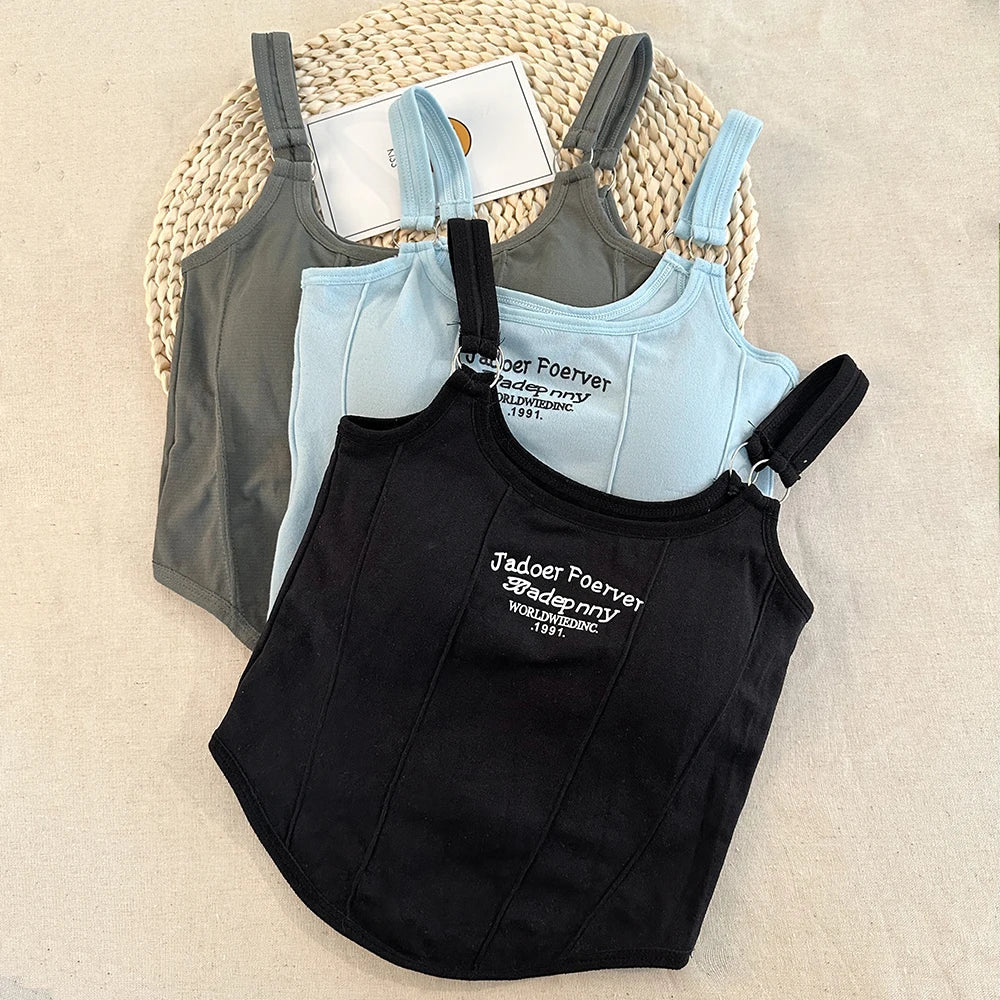 Letter Printing Crop Tops Women Summer Tops