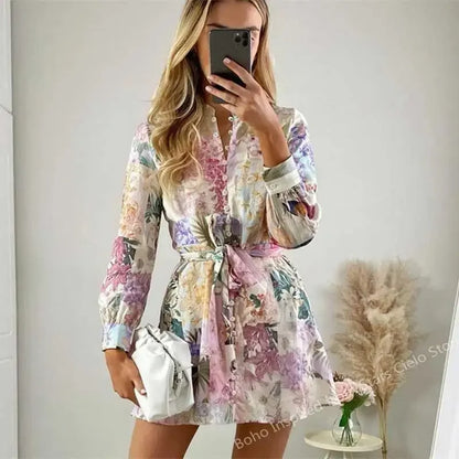 MULTICOLORED FLORAL PRINT WOMEN  summer DRESS