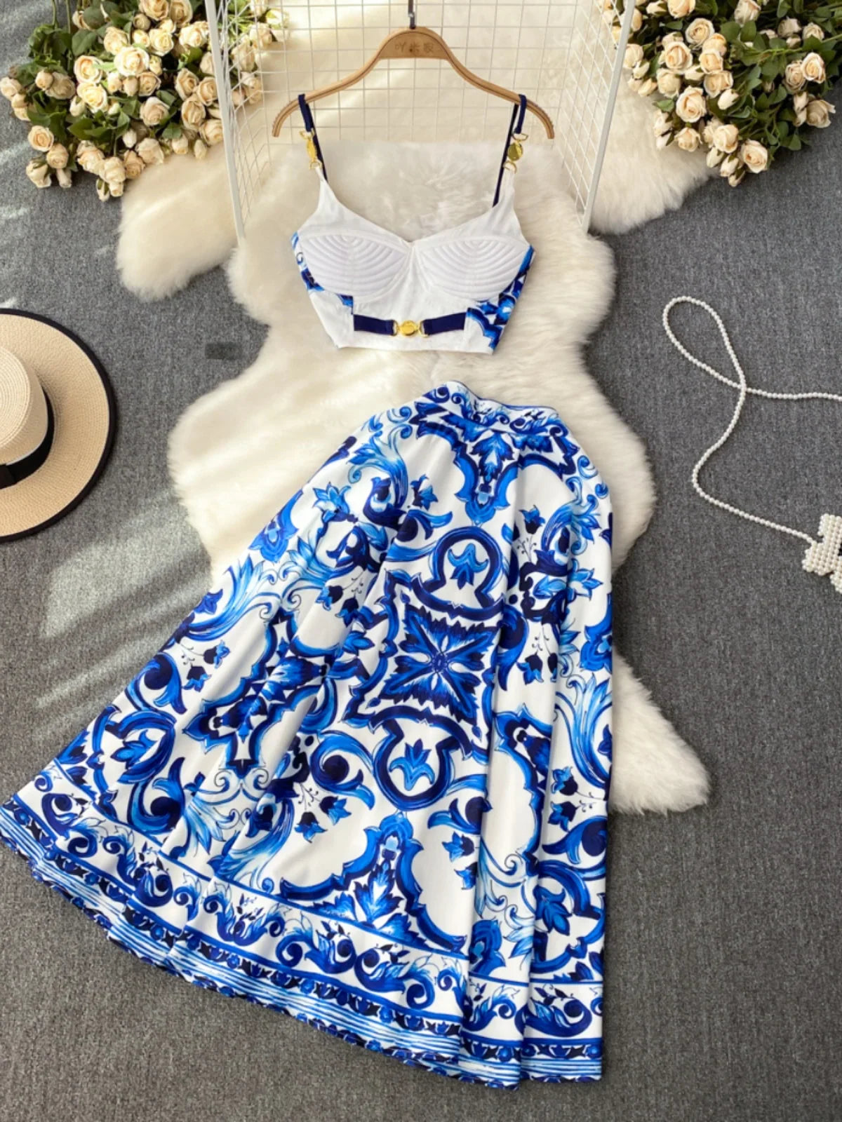 Summer Skirt Set Floral Print Womens Outifits