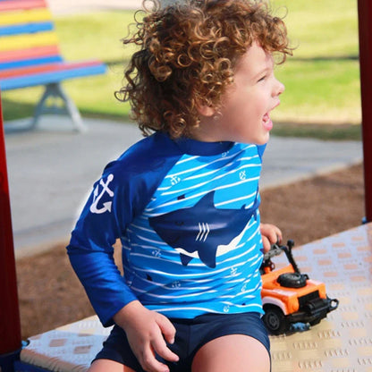 Big Boys  Swimwear Swimsuit Set Tops+Pants NoCap 2Pcs Children Training Suit
