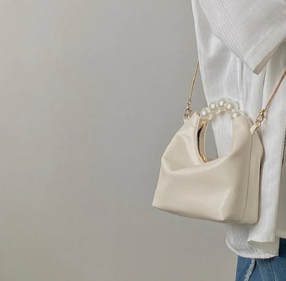 Pearl Handle Women Small Clutch Handbags