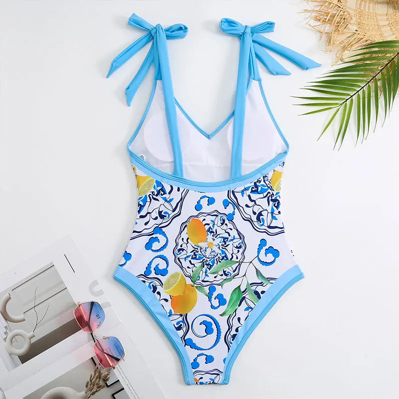 Vintage Bikini Women One Piece Swimsuit Swimwear & Skirt