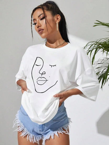 Simple Line Pattern Women's Face Printing