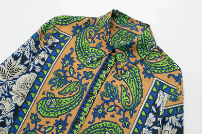 Summer Vintage Green Floral Women Suits
