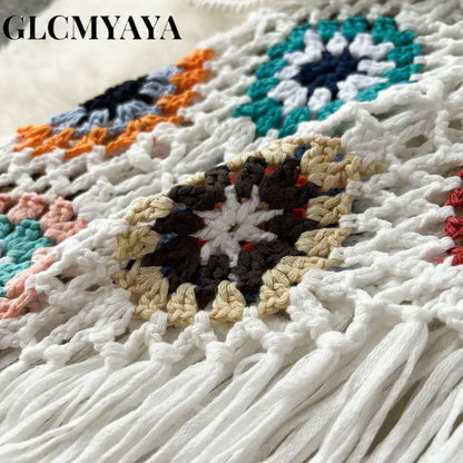 Holiday Beach Skirts Set Knitted Crochet Halter Crop Top and Irregular Mini Midi Skirt Sexy Two 2 Piece Sets