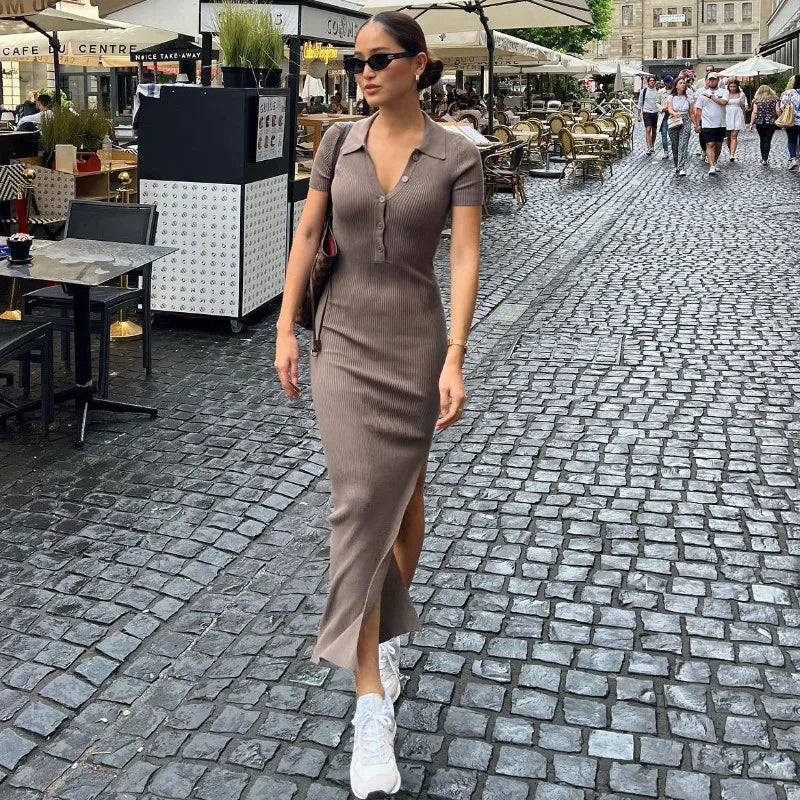 Women Fashion Elegant Casual Knit Slim Long Dress