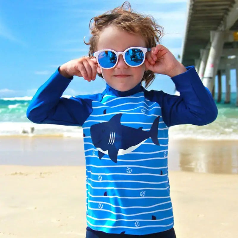 Big Boys  Swimwear Swimsuit Set Tops+Pants NoCap 2Pcs Children Training Suit