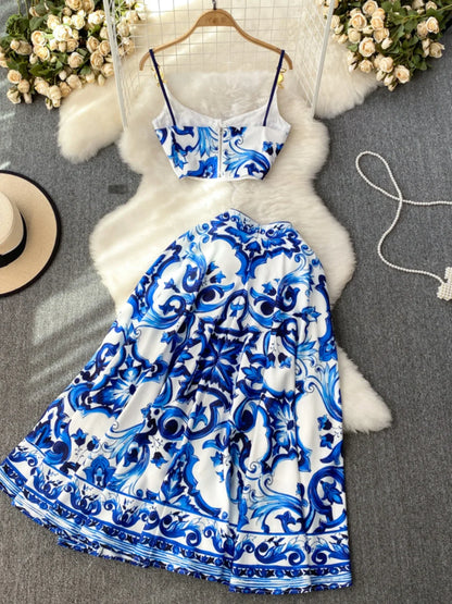 Summer Skirt Set Floral Print Womens Outifits