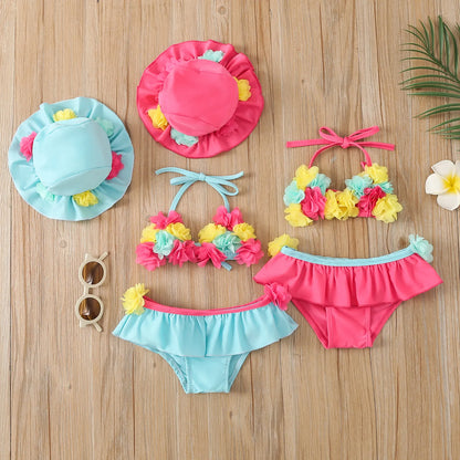 Infant Baby Girls Three-piece Swimming Suit